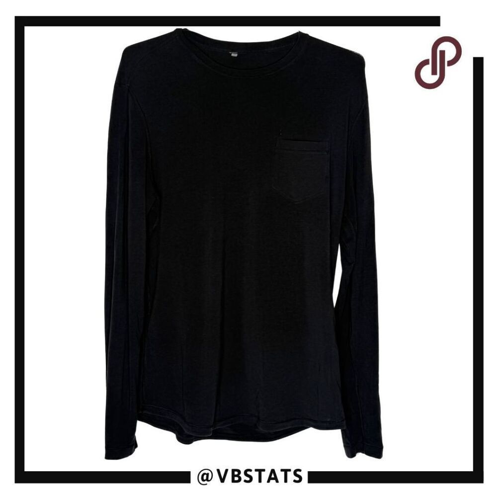 Lululemon Men's Long Sleeve Crew Neck Pullover‎ T Shirt Black Size Large